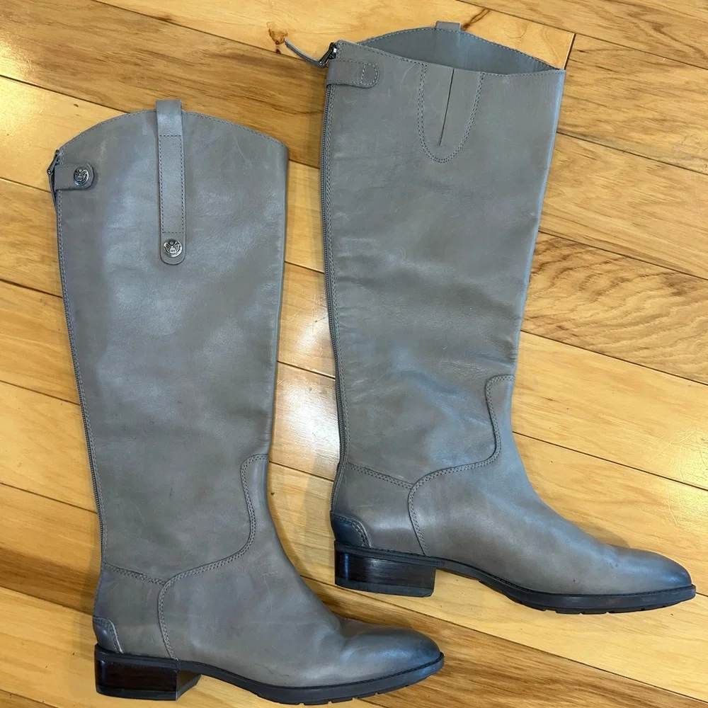 Sam Edelman Penny Leather Riding Boots in Gray